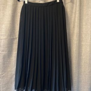 Black Pleated Midi Skirt